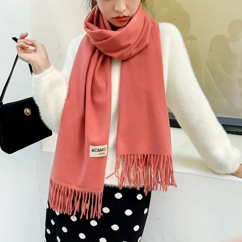 Customized wholesale high quality fashion  Winter Warm women Scarf Cashmere Wool Knit women Scarf