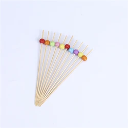 Hot selling customized disposable bead decoration bamboo fruit toothpicks for party