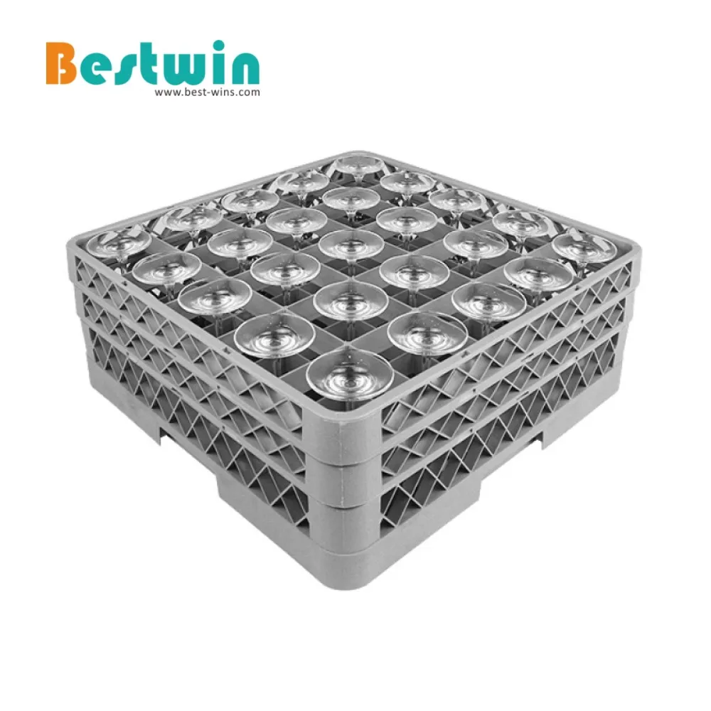 Коммерческая кухонная Стеклянная стойка с 25 отделениями пластиковая корзина для посудомоечной машины