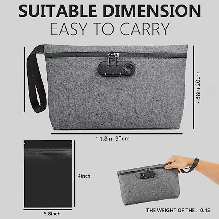 Manufacturers production carbon lined smell proof herb smoking stash bag custom smell proof bag pouch with lock