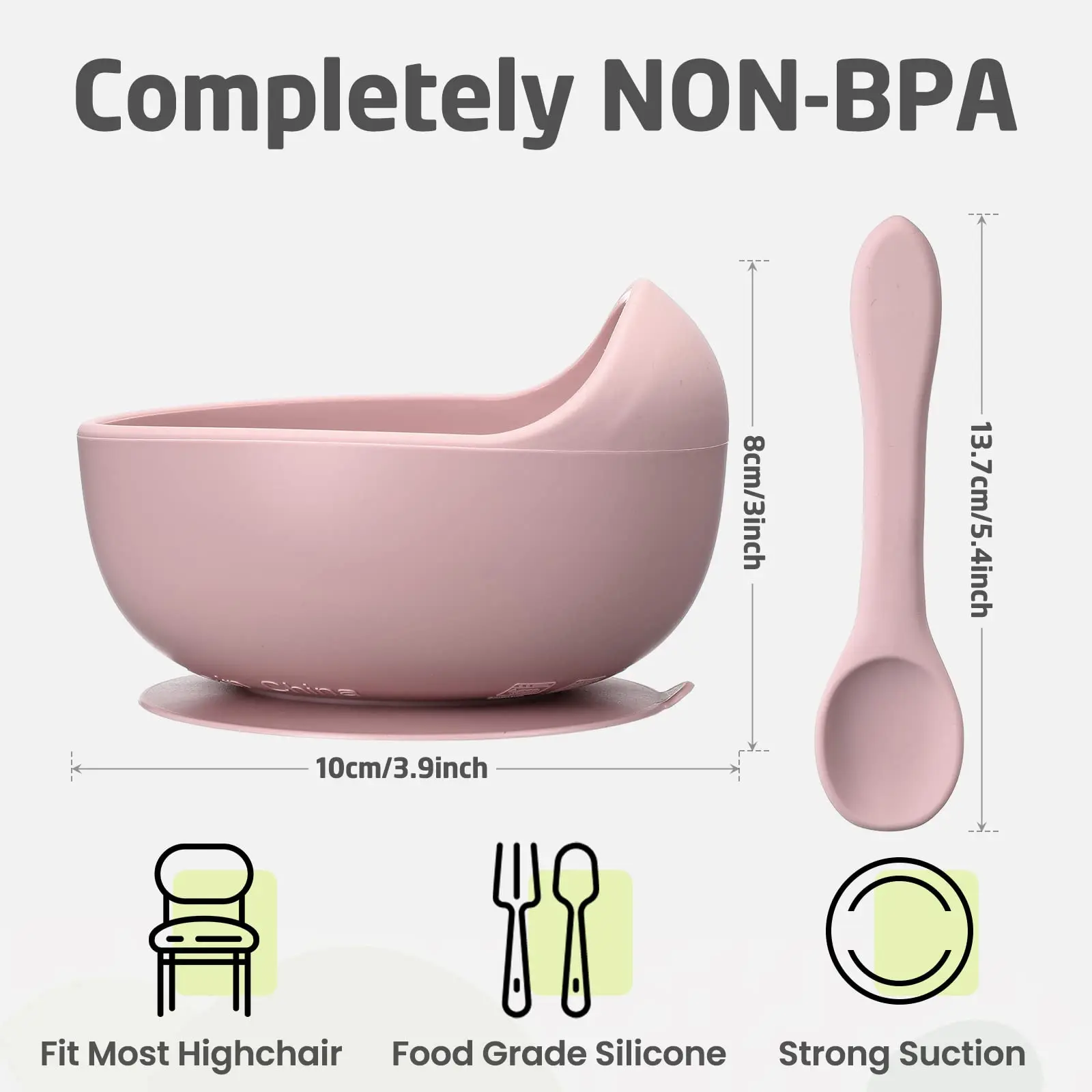 Food Grade Silicone Bowl with Suction BPA Free Silicone Plate with Spoon for Baby Easy to wash Bowl and Silicone Spoon 2pack