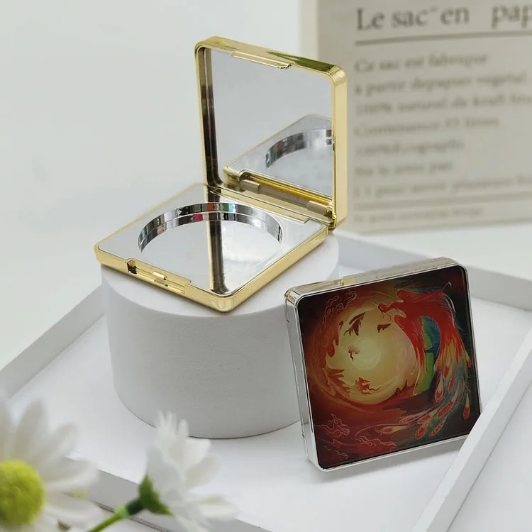 Clear Plastic Customized Blush Case Packaging Plastic Package Box rounded Square Compact Powder Container