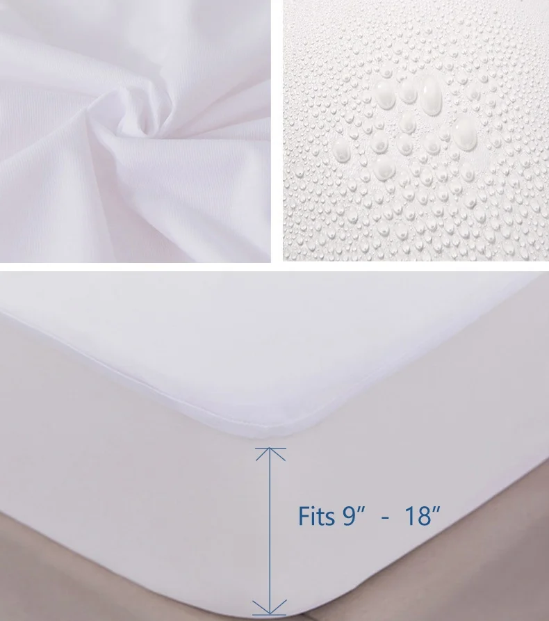 Customized White Fitted Bed Bug Proof Waterproof Mattress Cover Protector