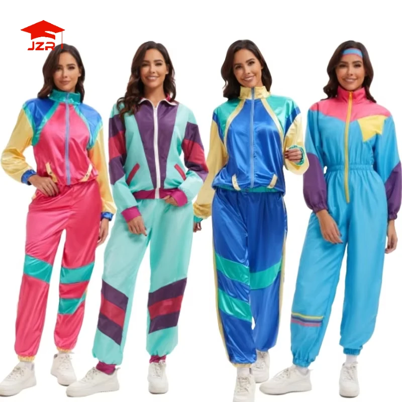 High Quality Unisex Retro Dance Stage Performance Costumes Adult 70s 80s Hippie Two Piece Tracksuit Women S Disco Clothes Suit