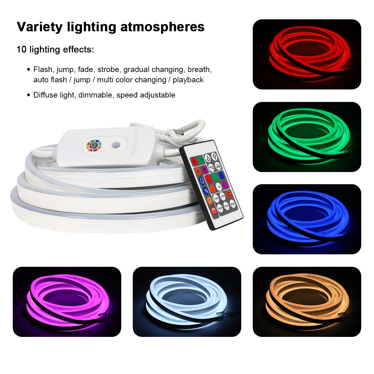 Неоновые огни высокого качества 24 в водонепроницаемый IP65 rgb Радуга smd5050 светодиодные неоновые полоса света Рождество