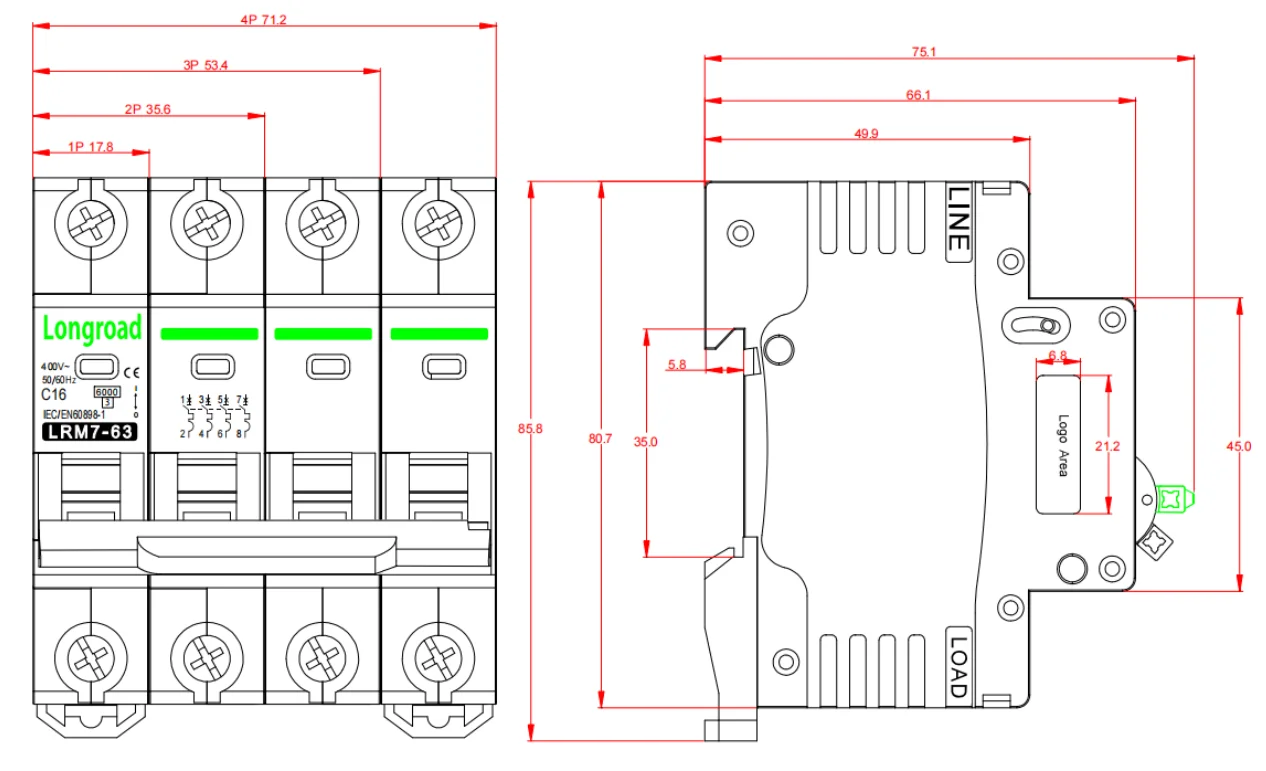 WenZhou OEM 12V 24V 48Vdc mcb motor marine 1p 2p 3p 4pole electrical ac dc mcb rcd types 3C CE miniature circuit breakers