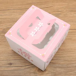 Custom New Bakery Box Blue Pink Transparent Bread Box with Window Portable Transparent Cupcake Box