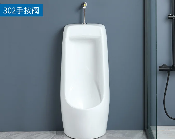 D Factory direct sales. Floor-standing hand-pressed button type urinal for men in family and hotel bathrooms  ceramics  urinals