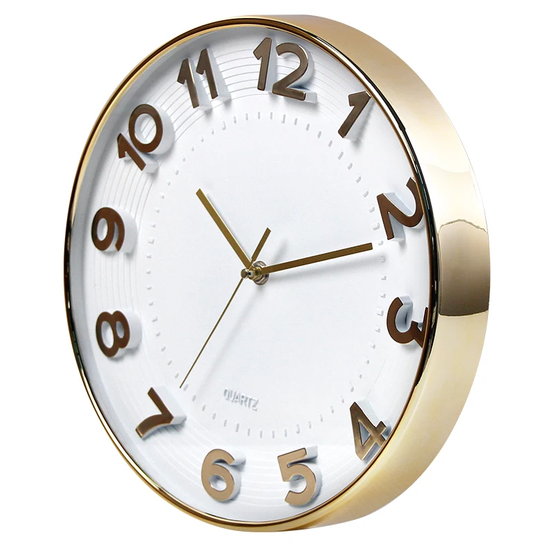 12 Inch Simple Plastic Round 3D Numbers Wall Clock manufacturer Silent Clock Custom Logo