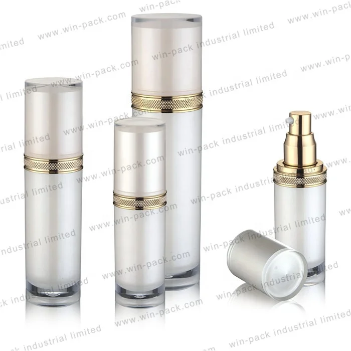 30ml 50ml 100ml 120ml cosmetic luxury round plastic acrylic elegant airless pump lotion bottle set and cream jar