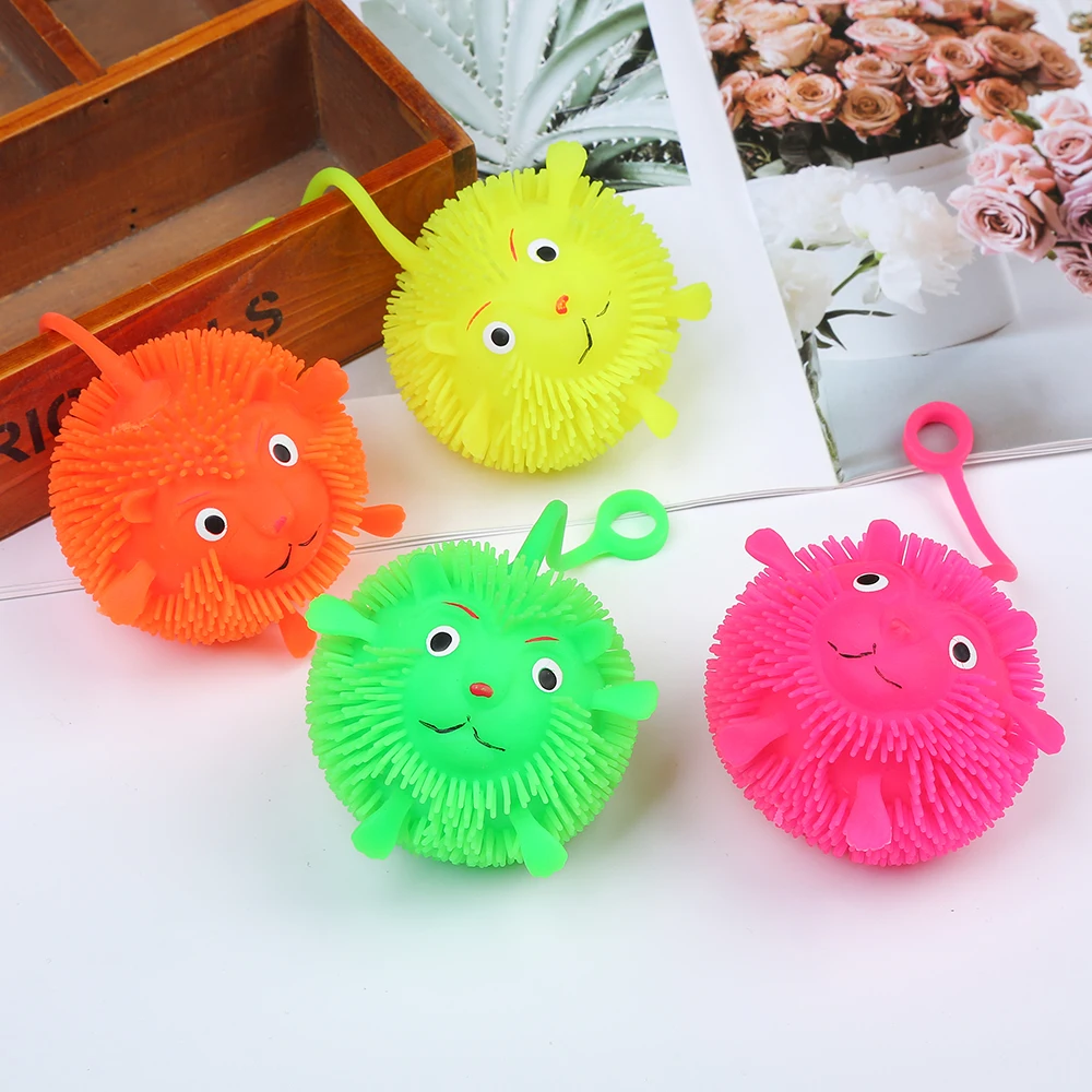 KEHUI Stress Reliever Stretch Toy Hot Style Fidget Lighting Animal Squeeze Toy Lion Puffer Ball For Kids