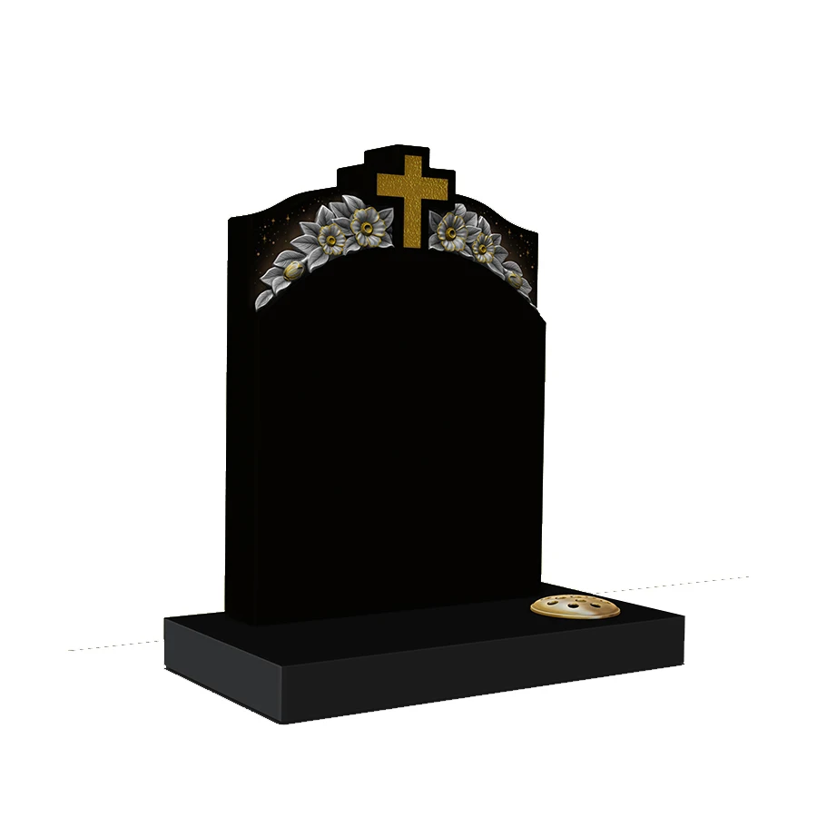 Germany Polished Natural Stone India Black Granite Slab Cross Granite Tombstone