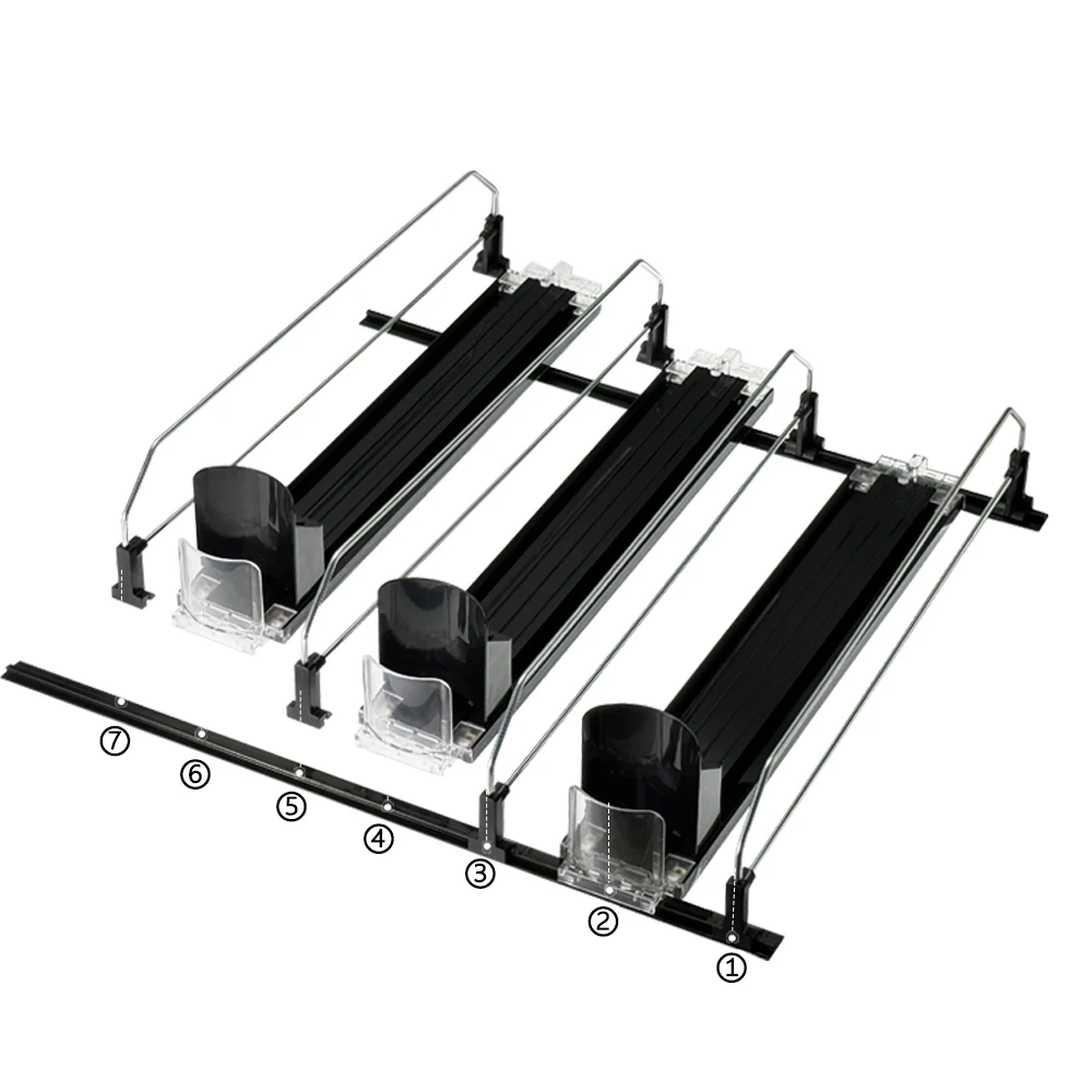 Custom Wholesale Plastic Shelf Pusher Supermarket Beverage Organizer For Fridge Soda Cans Dispenser Tray Display Drink Pusher