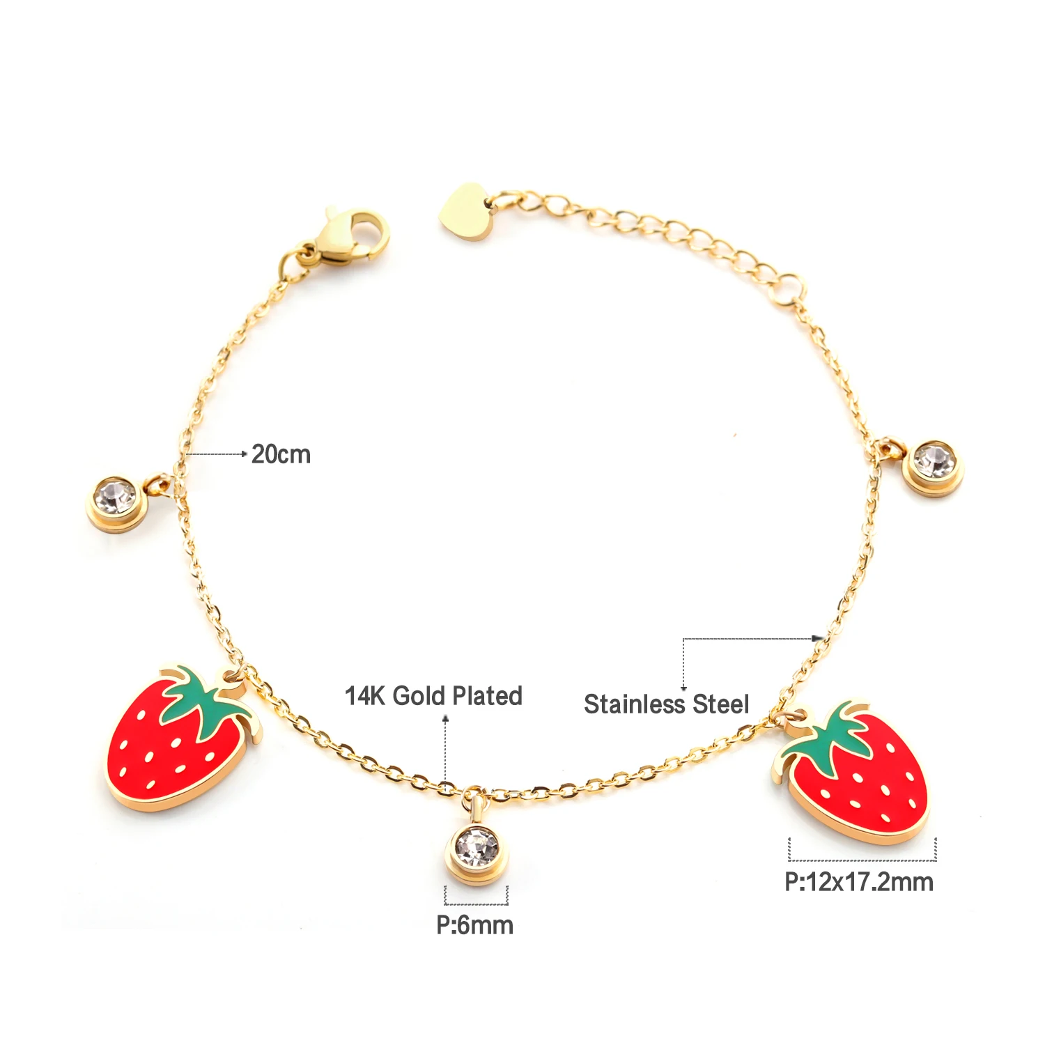 
Women Bracelet Jewelry Type Strawberry Pendant Bangle For Girls Cheap Price Stainless Steel Charm Bangles 