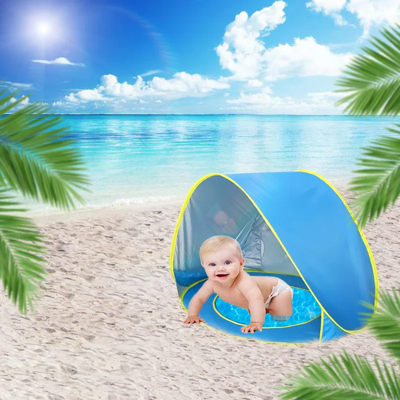 Hot Portable Lightweight UV Protection Sunshade Baby Beach POP UP Tent Canopy Tent with Kiddie Pool for baby