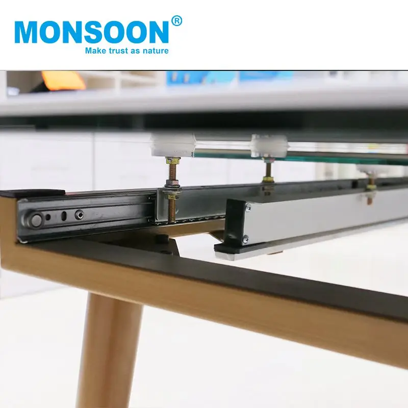 Furniture Hardware multi section under synchronous table slide mechanism lift up down automatic soft close dining table slide