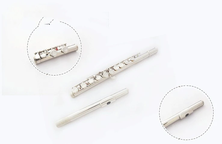 Factory Price Colored 16 Closed Holes Metal Flute C Key Copper-Nickel Recorder Flute