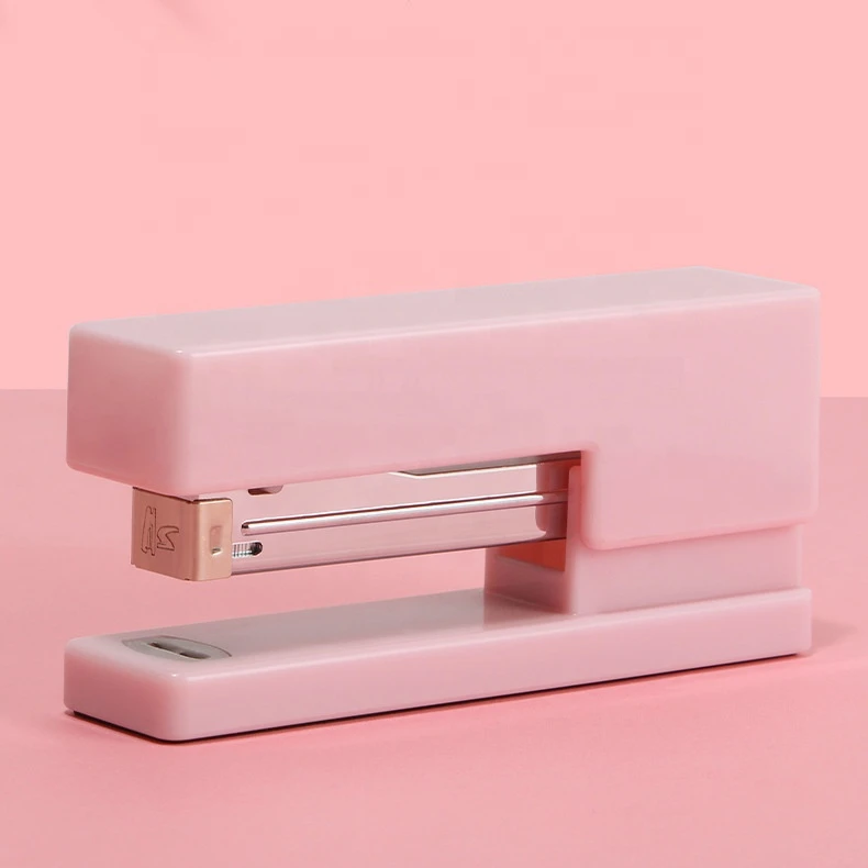 Office school desktop fancy new design stapler cute pink plastic stapler 24/6 labor-saving 2-25 sheet stapler