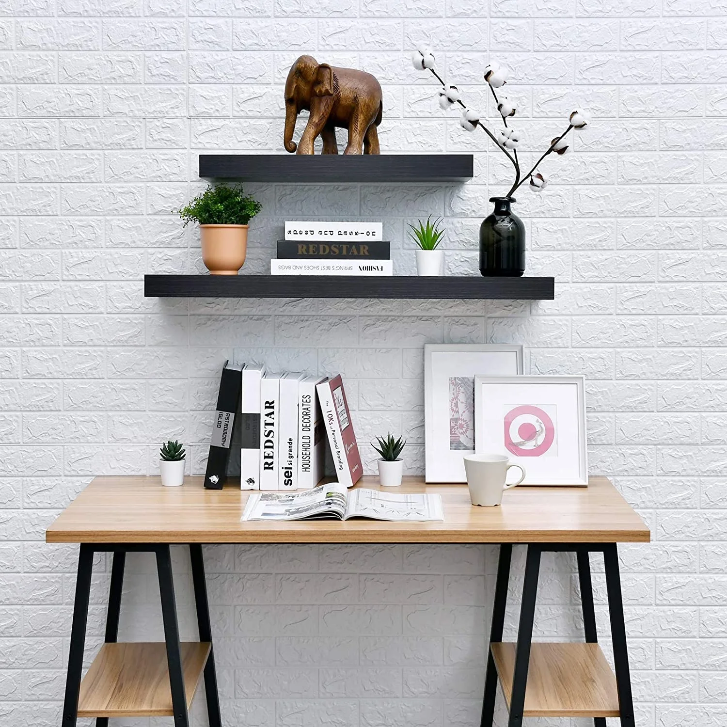 wholesale custom Mission Floating Shelf Wall Mount Shelving Wood Modern Display Shelves