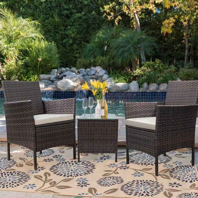 
Wicker Furniture Wholesale Use Tables Chairs Set Rattan Cushions High Back Outdoor Patio Tea Table And Chair 