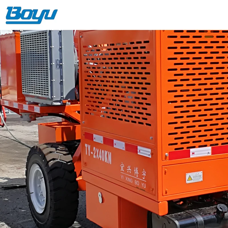 Transmission Line Equipment 2x40kN Hydraulic Tensioner Two Bundle Conductors Stringing Equipment