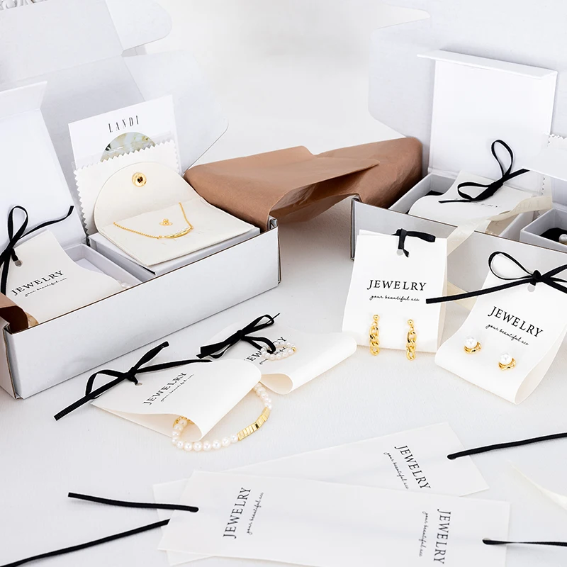 Portable Recycled Custom Necklace Bracelet Paper Packaging Cards Earring Holder Fabric Jewelry Display Card With Logo