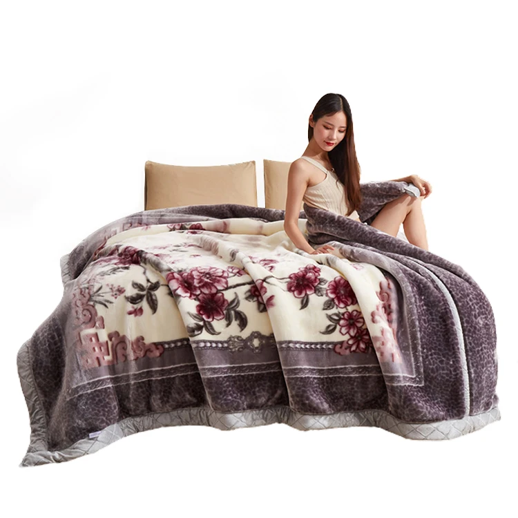 Luxury Warm Top Selling Blanket Raschel Reversible Fluffy Raschel Blanket