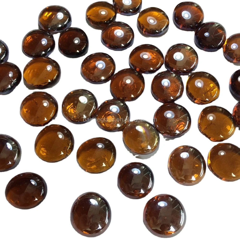 DARK AMBER AND MIDDLE AMBER  TEMPERED FIRE GLASS BEADS