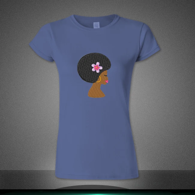 Оптовая продажа черный афро девушка железа на патч передачи с цветком Женщины патч значок логотип для одежды