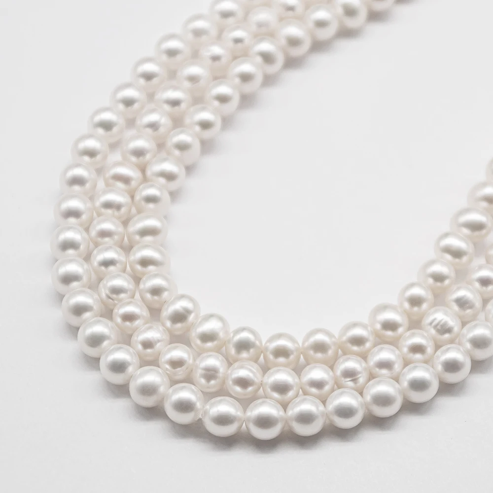 Лидер продаж, струна из натурального пресноводного жемчуга, 7-8 мм, белая, 1A