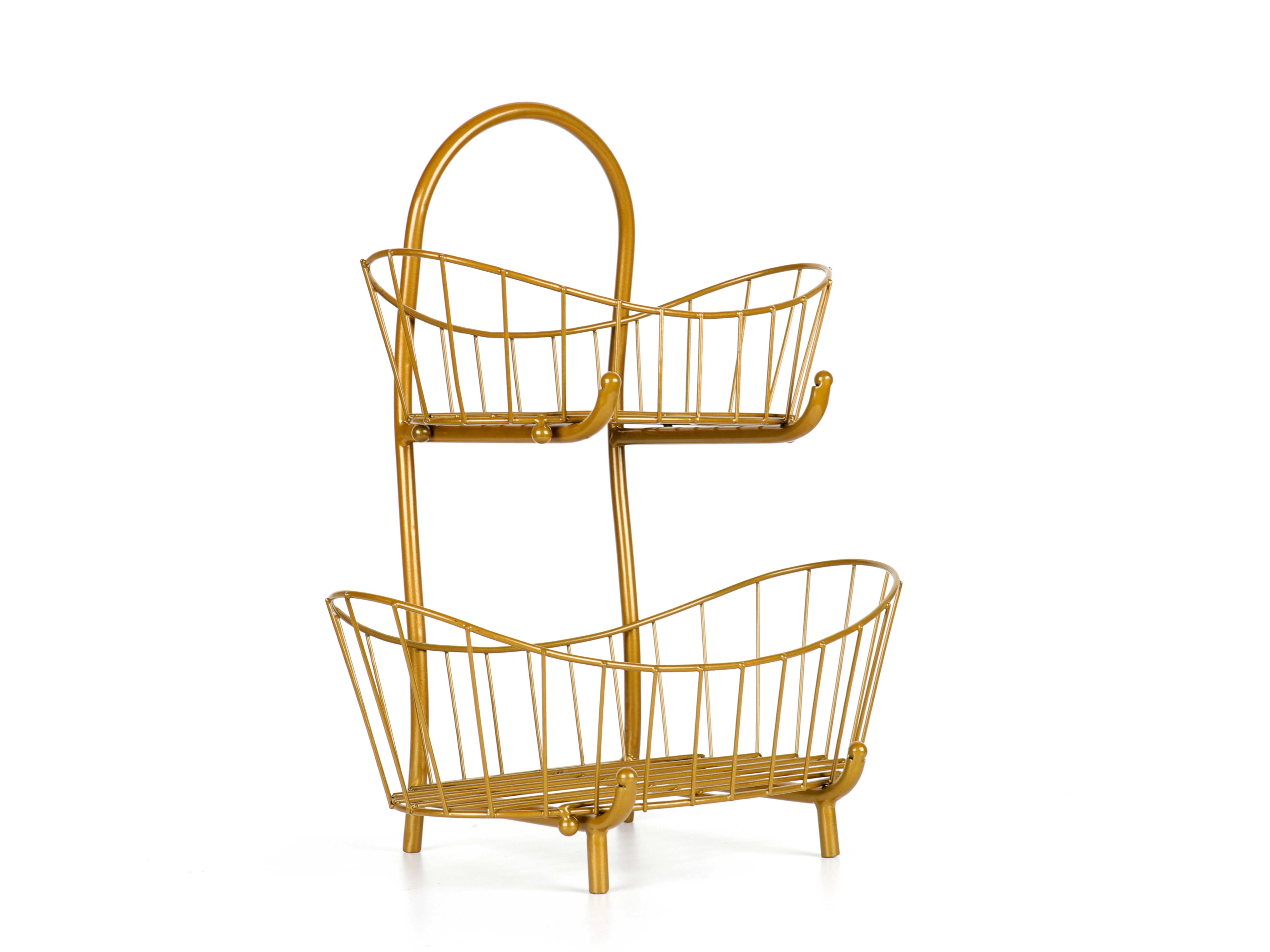 Tea table retractable  luxury 2 tier metal stainless steel fruit basket