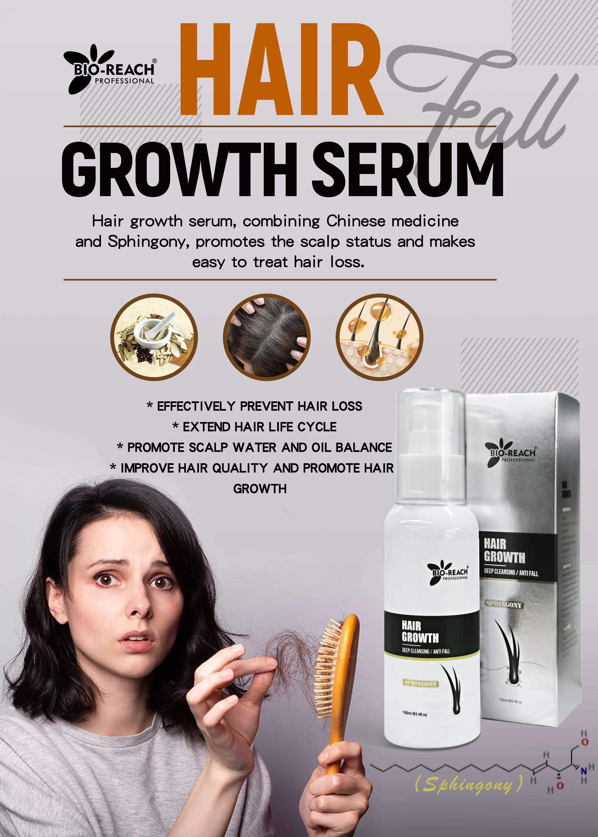 YOGI 100ml Organic Herbal Chinese Medicine Sphingosine Serum Hair Repair Serum