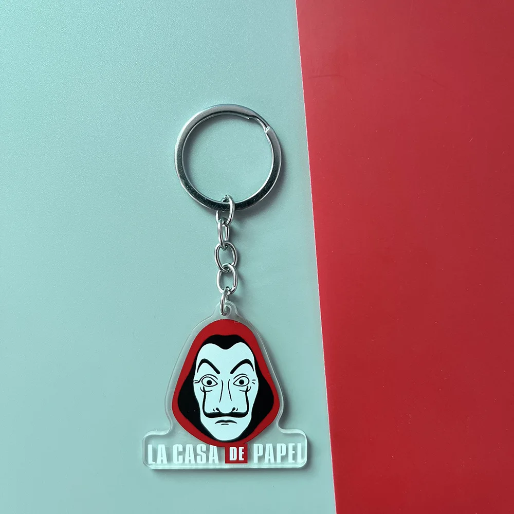 Spain TV Show La Casa De Papel Key chain Money Heist Keychains Salvador Dali Professor Keychain