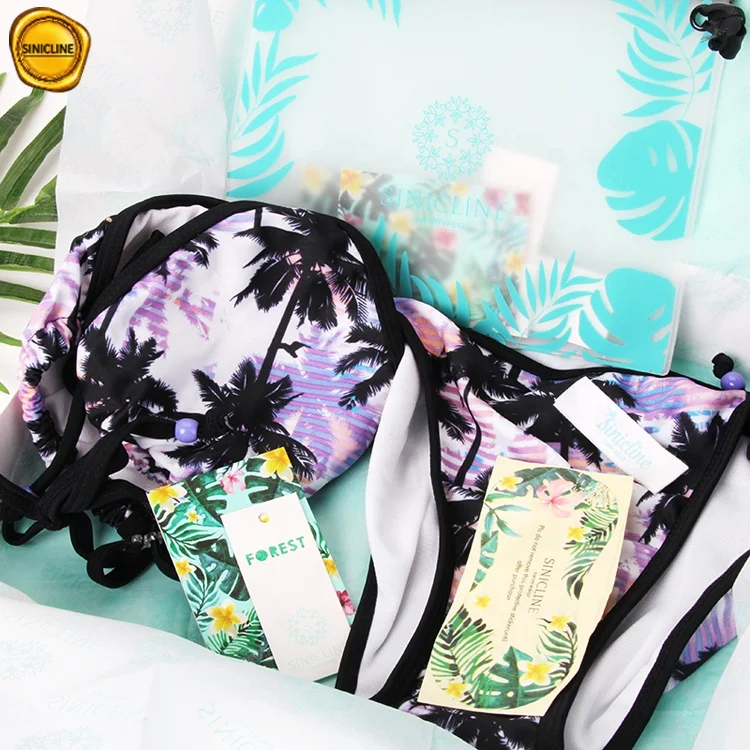 Sinicline new arrivals full set swimwear package bikini plastic bags with oceanic design customized