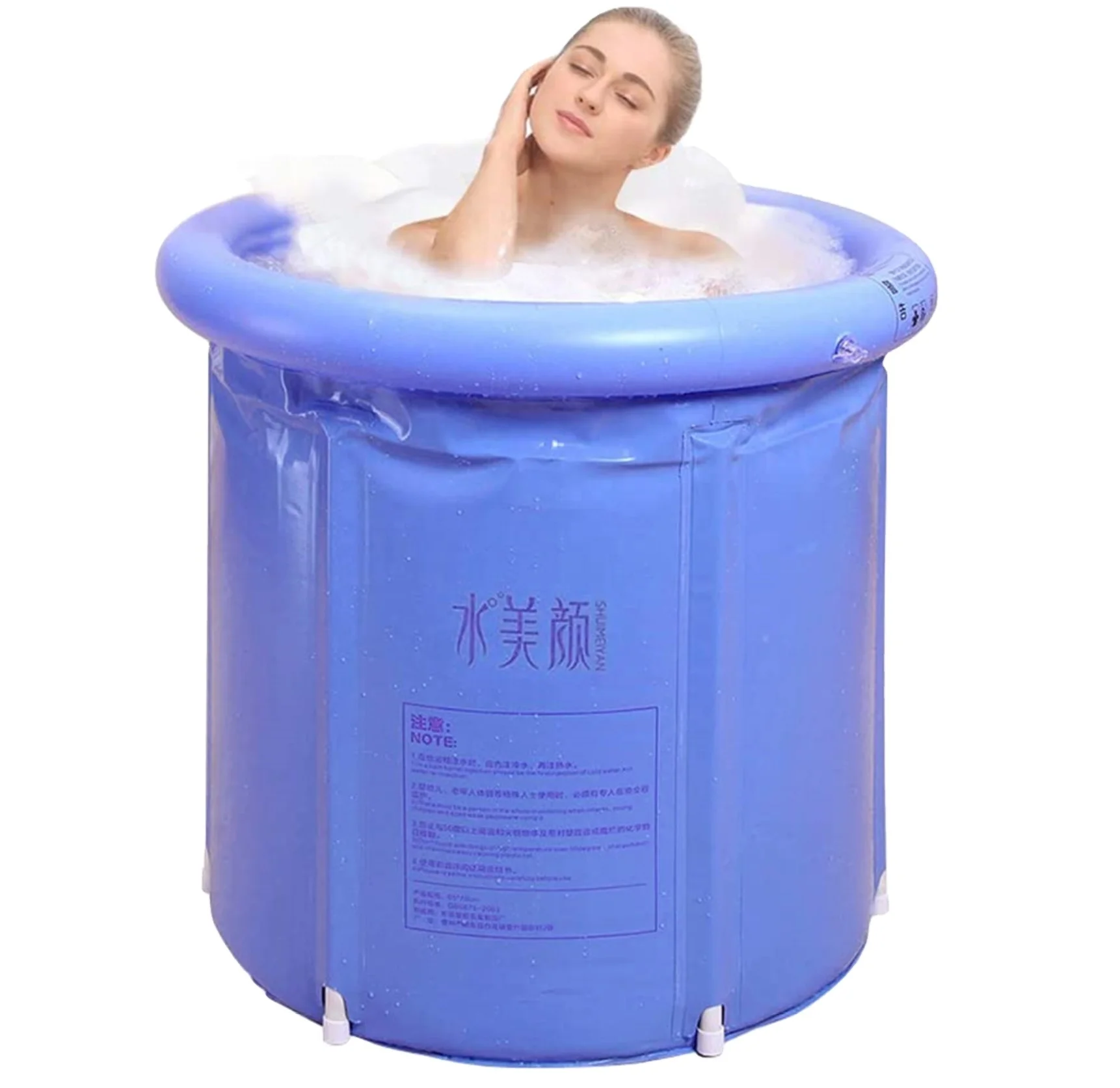 Portable Foldable 3 Layer PVC SPA Bathtub Freestanding Ice Bathtub, 29.5 Inch Blue