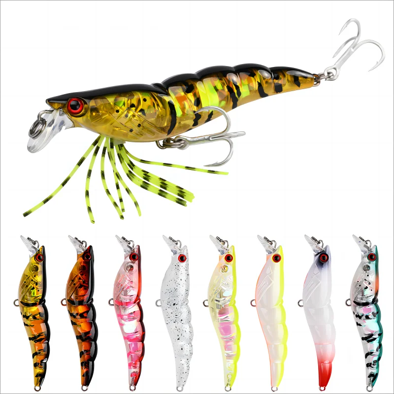 ALLBLUE 70mm7g FLASH SHRIMP Slow Sinking Plastic Minnow Fishing Lure