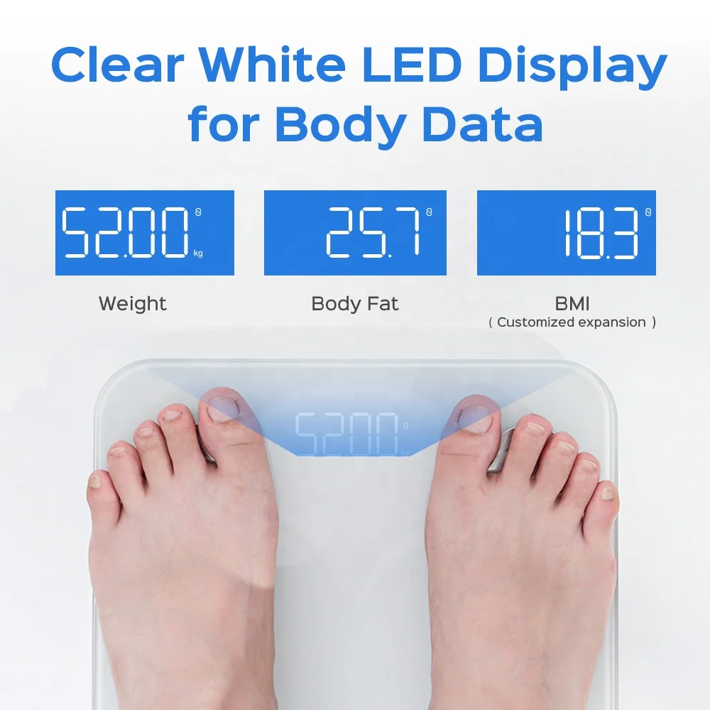 180kg New Smart Scale Bmi Digital Bathroom Body Fat Scale For Promotion Personal Bathroom Smart Scale