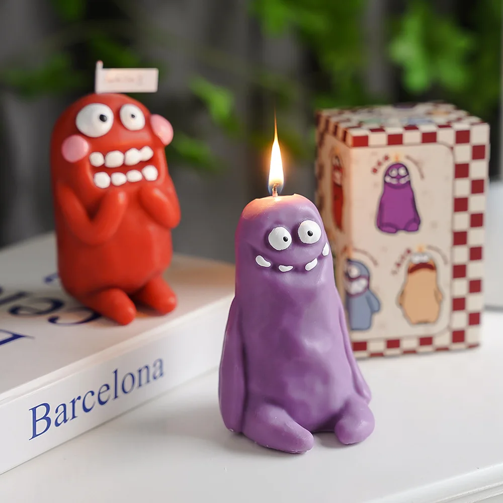 FLORESCENCE Handmade 5 Color Fragrance Creative Birthday Gift Box Home Decoration Funny Clay Man Monster Soy Wax Scented Candles