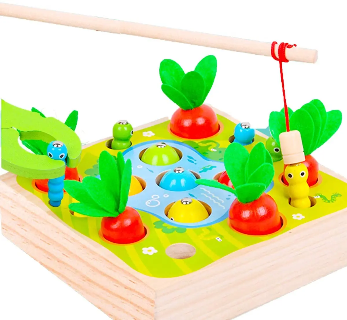 Preschool Educational Toys Radish Set Wooden Catching Game Magnetic Fishing Toys