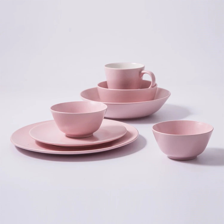 Home goods restaurant wedding tableware plate bowl customized matte blue pottery porcelain dinner set