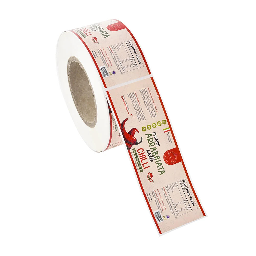 Customised Brand Logo Printing Food Labels Packaging Roll Waterproof Paper Stickers For Business