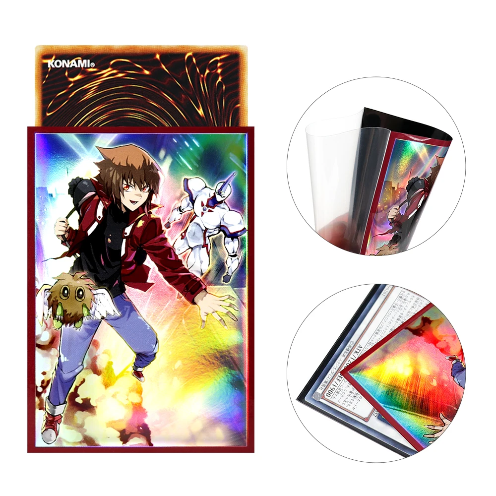 NEW!!! Holographic 62X89 Rainbow Effects Custom Yugioh Sleeves Supported by Heat Seal Made Laminated Bopp Plastic Material