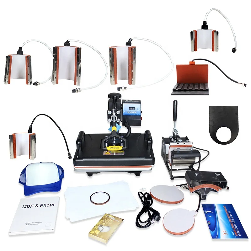 Maikesub 12in1 sublimation printing 11oz mug,and pen,ball,T-shirt,plates,hats combo heat press machine for free gifts
