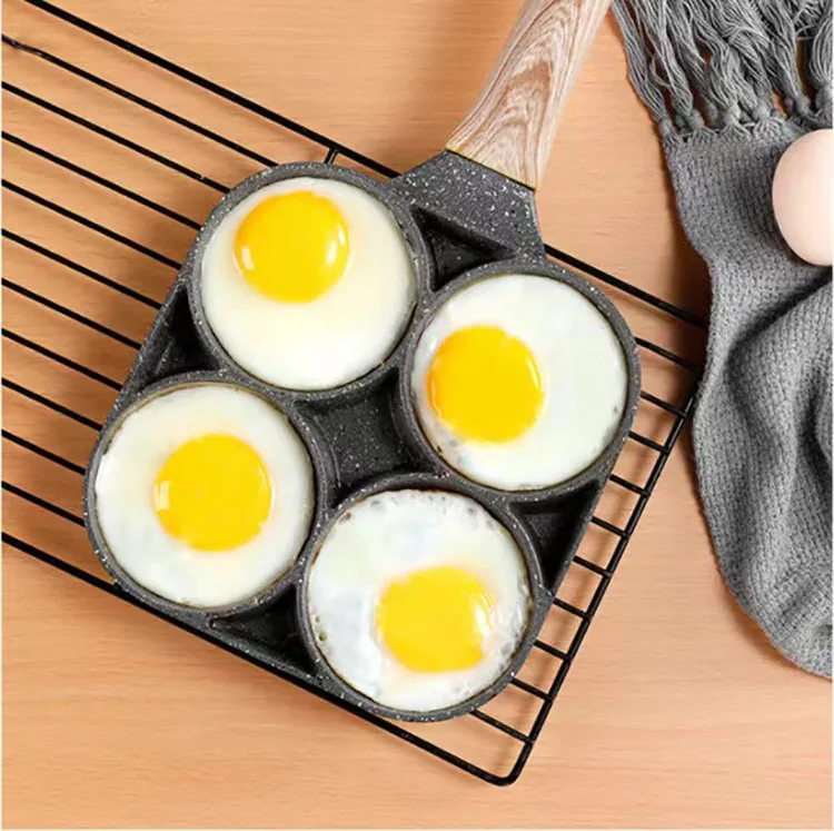 Hot Selling Square 4 holes Spanish Nonstick Egg Frying Pan Four-hole Flat-bottomed Omelette Pan