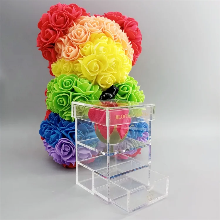 Hot sale square packaging box for exhibit luxury acrylic flower box with lid high quality gift exhibit box