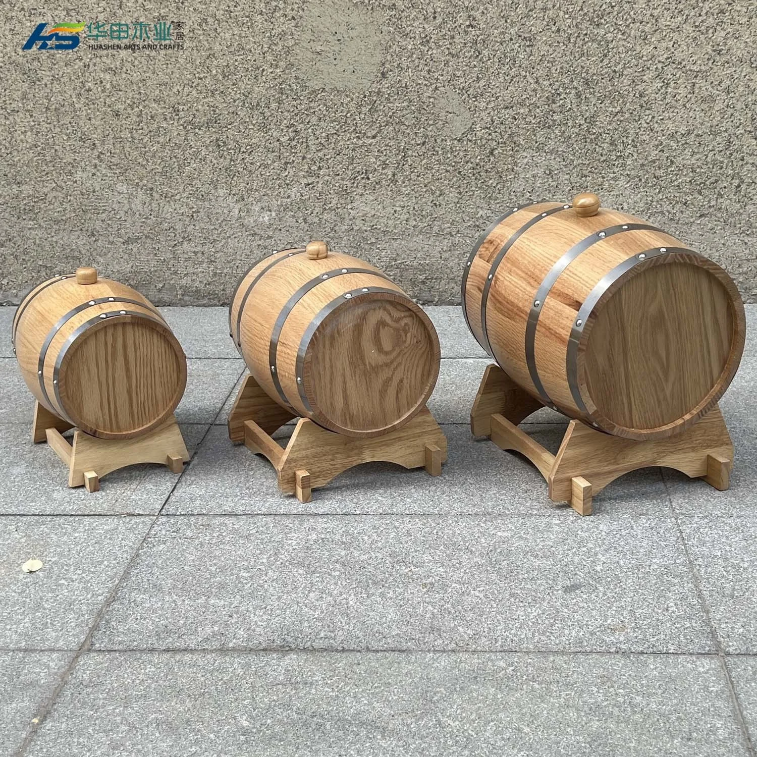 Caoxian Huashen factory wholesale wooden barrels oak wood barrel wood wine barrel 1/1.5/ 3/ 5 /10 L