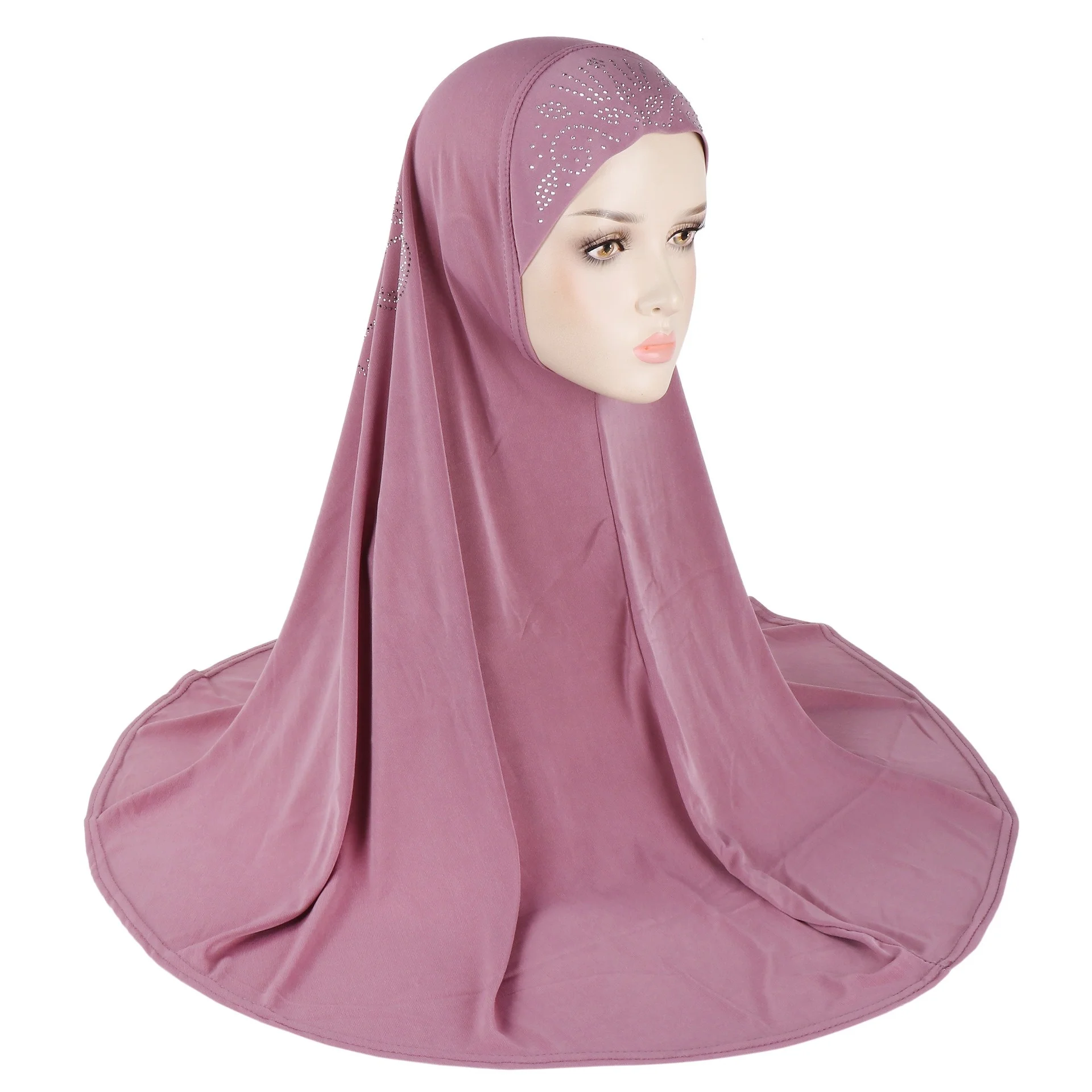 Muslim Kids Baby Girls Hijab Cute Diamond Stone New Design Spring Candy Color Hijabs For Children B103
