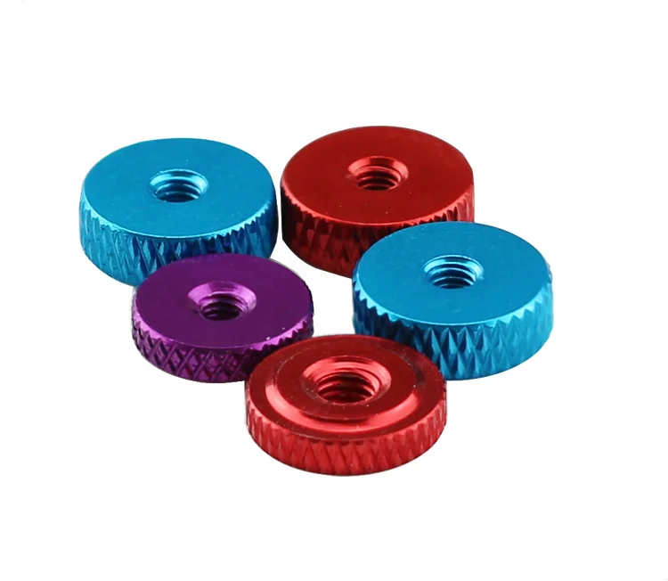 Anodized Aluminum Hand Nut M3 M4 M5 Knurled Thumb Nut  Precision Knurled Aluminum Thin Step Thumb Nut