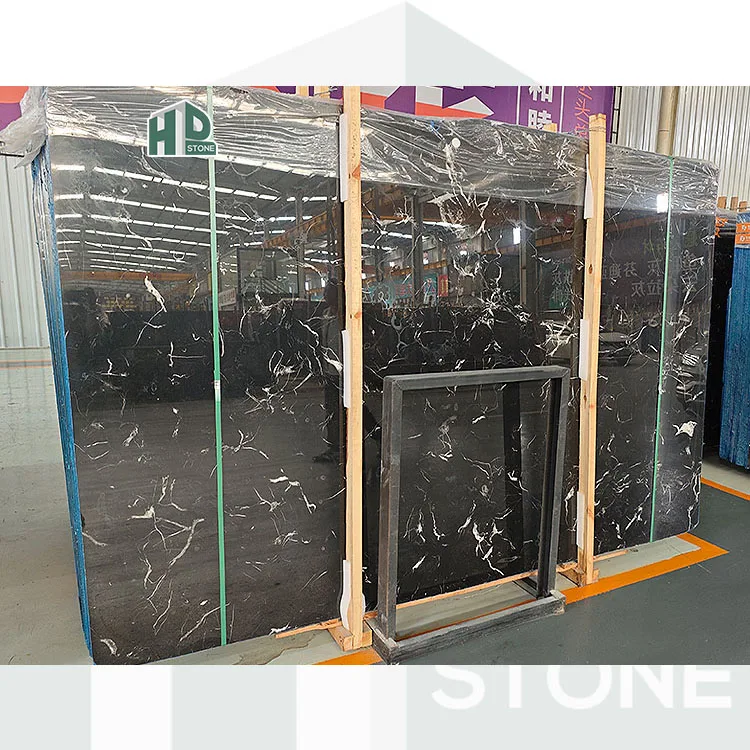 High-quality natural stone black marble slab with white veins for natural stone slabs from China