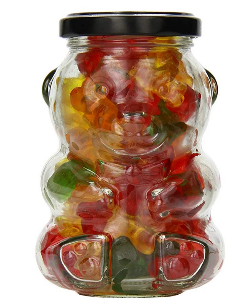 Avertan hexagon glass mason mini 50ml 500 gram 1kg honey bear jar with metal lid and dipper